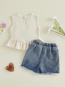 Baby Girls Tank Top Co-Ords - Purple - View 3