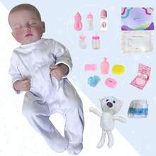 OMANIFER Muñecas Reborn de Bebé niño de 55 cm,Cuerpo Blando y Articulaciones Móviles,Set de Juguete y Vaja de Regalo Apto para Niños a Partir de 3 años,Incluye Accesorios de Juguete y Ropa de Bebés - Multicolor - Ver 1