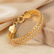 女士时尚水晶手链，适合作为情人节礼物 - 金色 - 查看 5