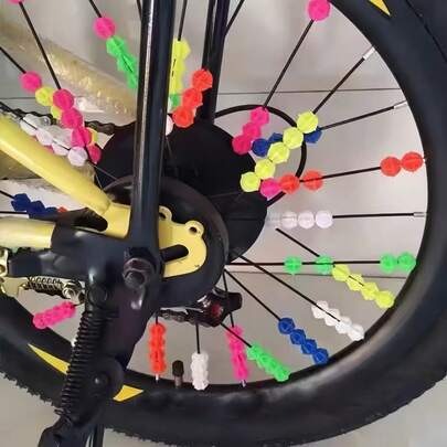 18pcs/36pcs/72pcs Bicycle Spoke Beads Decoration, Vivid Plastic Beads, Plastic Clip-On Decorative Accessories, Bicycle Parts