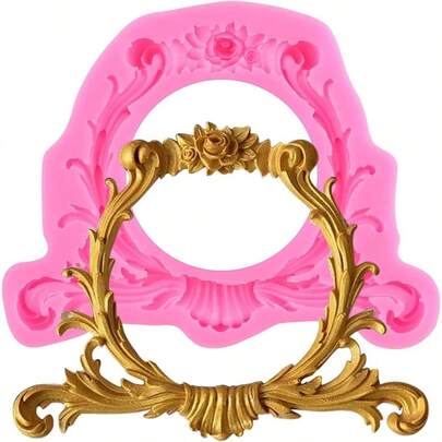 Photo Frame Fondant Mold Picture Frames Silicone Mold Vintage Frame Molds Baroque Style Silicone Molds Cake Decoration Cupcake Topper Chocolate Candy Polymer Clay Gum Paste