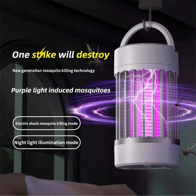 SOKANY USB供电蚊虫驱避灭杀器，悬挂式设计，带LED灯和紫外线功能，360°强力电击，静音运行，低功耗，适用于阳台、花园、客厅和卧室，夏季蚊虫控制必备品 - 彩色 - 查看 4