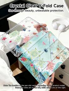 Marine Elements, Sea Turtles, Shells, Hibiscus Flowers Tablet Case Compatible With IPad Air 11-Inch M3 2025 / M2 2024, IPad Air 5th Generation 2022 , IPad (A16) 11 Inch 11th Generation 2025,Compatible With Samsung Galaxy Tab,Kindle Paperwhite 12th Gen 2024, Clear Back ,Fashion Pattern Protective Case,Automatic Sleep And Wake-Up Function, Airbag Protection, Suitable For Gifts And Office Use - Multicolor - View 5