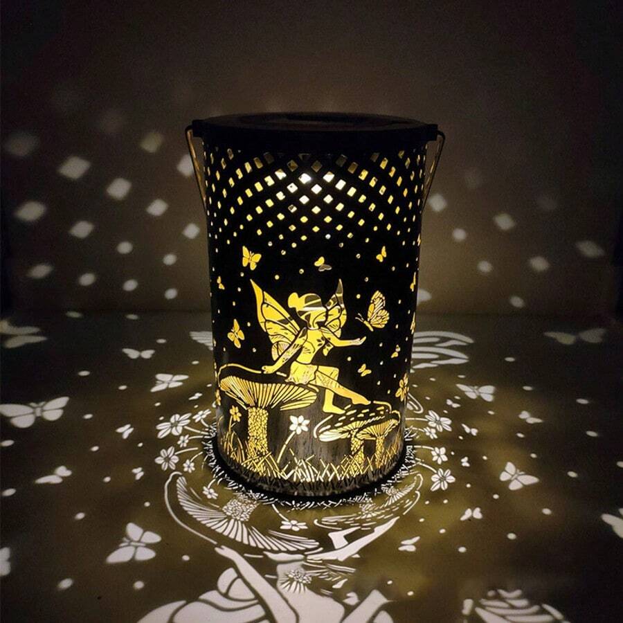 1个户外仙女灯笼LED道路照明锻铁夜灯简约设计花园装饰灯，适用于草坪、道路、街道、游泳池、庭院、阳台、露营、野餐、日常派对、情人节礼物 - 太陽能提燈 - 查看 1