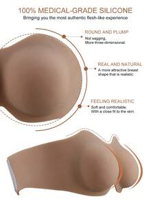 Silicone Breast Form Adhesive Bra Style, Soft And Realistic Artificial Silicone Chest Piece - Beige - View 3