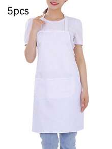 1/3/5pcs Women Polyester Aprons, Bib Style Aprons, Simple Black Aprons With Pockets, Thickened Waist Aprons With 2 Pockets, Fashionable Housework Aprons, Cooking Kitchen Aprons, Barbecue & Painting Aprons - Multicolor - View 15
