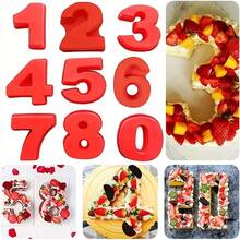 1pc 3D Large Silicone Cake Mold With Numbers, 0-9, Birthday & Anniversary Cake Pan For Baking - Red - View 9