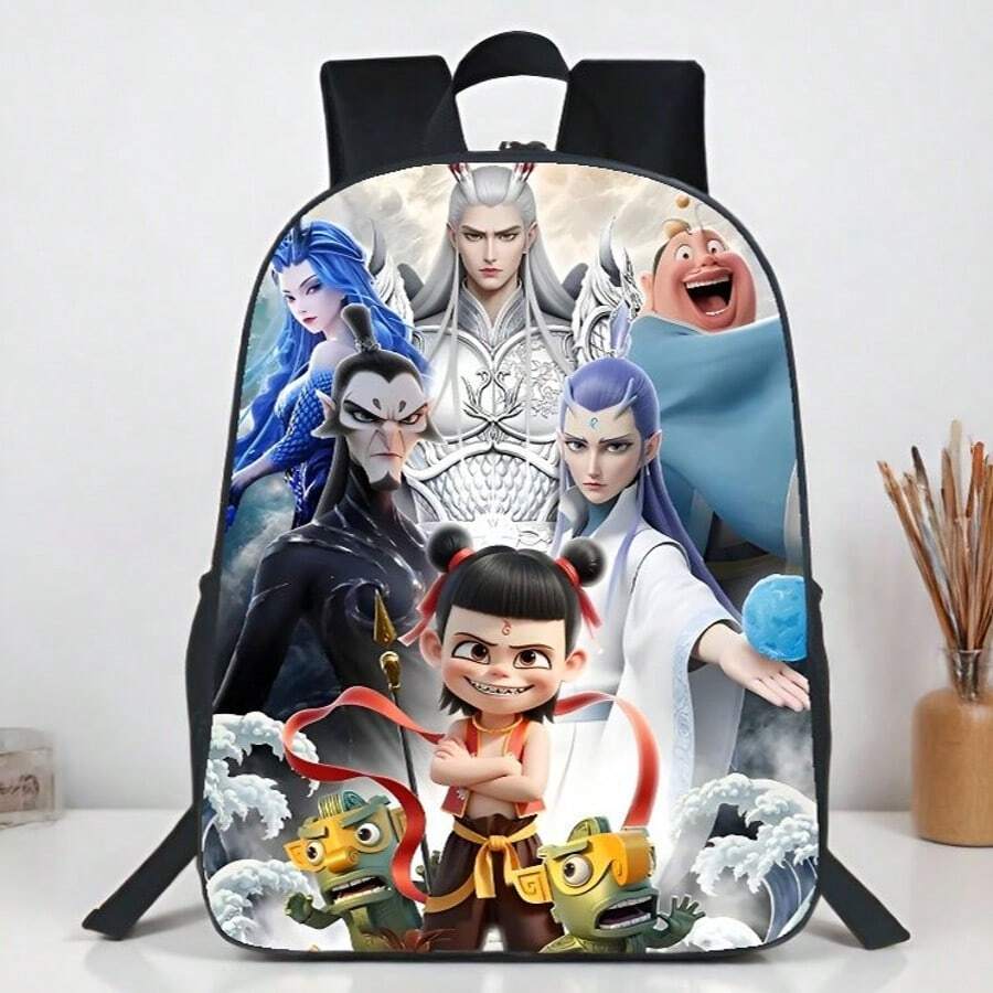 1pc Nezha Havoc In The Sea Themed Anime Pattern Backpack - A - View 1