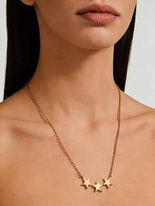 MONALLY 18K镀金星形吊坠项链，精致小巧，适合女士周年纪念、情人节、日常佩戴，四季皆宜，浪漫节日礼物。 - 金黃色 - 查看 1