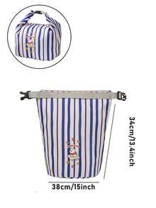 时尚通勤彩色条纹收纳袋，卡通杂物整理袋，大容量便携旅行化妆品洗漱包，方便外出旅行衣物内衣隔离袋，旅行贴身衣物收纳袋，多功能密封扣保温午餐包，药品收纳袋午餐盒保冷袋防水野餐户外野餐包女士午餐包学习用品露营必备 - 彩色 - 查看 16