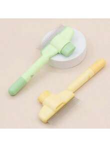 1pc/2pcs Pet Self-Cleaning Brush, Cat Dog Deshedding Brush, Detangling Brush For Long Haired Pets, Massage Brush For Matted Fur, One-Button Self-Cleaning Rake, Not Recommended For Short-Haired Pets - Multicolor - View 15