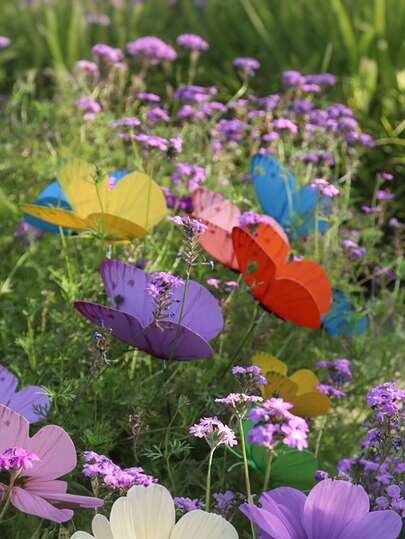 20pcs Colorful Garden Butterfly Decorative Stakes, Waterproof Butterfly Garden Decor, 3D Butterfly Party Decorations, Lawn Garden Yard Decorative Stakes, Planter Decor, Wedding Decor, Garden Decor, Valentine's Day Modern Home Decor, Flower Pot And Planter Multicolor Lighting Decor, Gardening Decoration
