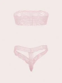 2pcs Women's Solid Color Sexy Lace Ultra-Short Panties, Lightweight Breathable Fabric - Pink - View 3