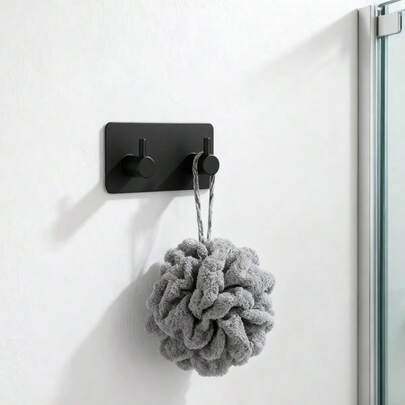 5-Hook Stainless Steel Wall Mounted Coat Rack, No Drilling Required, Suitable For Entryway/Bathroom/Bedroom, Space-Saving Storage Solution For Jackets/Towels/Robes, Office/Hotel Use, Easy Adhesive Installation