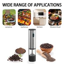 Feizsmile Rechargeable Pepper & Salt Grinder, Automatic Pepper Mill, Spice Grinder, USB Rechargeable, Adjustable Coarseness, One-Handed Operation, Ceramic Grinding, Refillable, Stainless Steel Housing, Suitable For Black Pepper, White Pepper, Sea Salt, Chili Pepper, Sesame, Cumin And Other Spices - Multicolor - View 7
