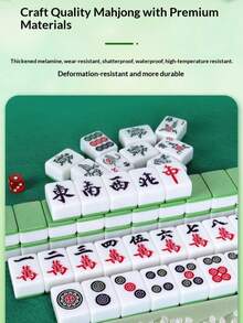 144pcs Luxury Professional Mahjong Set - Classic Chinese Mahjong Game Carefully Crafted With High-Quality PVC Material, Designed For Mahjong Enthusiasts. Provides Strategic Social Entertainment For Adults, Suitable For Parties, Weddings, Gatherings, Birthday Celebrations, Group Activities, Family Reunions, And Travels. Brilliant Chess Game For Adult Parties, Charming Activity For Couples. A Perfect Gift Choice! (Random Style, Color Difference, Random Packaging) - Multiple Styles - View 8