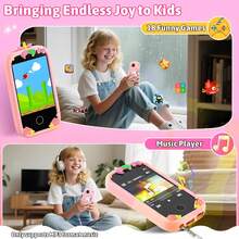 儿童学习玩具手机，触摸屏显示，高清双摄像头，硅胶保护套，寓教于乐的旅行玩具，多种游戏选择，多功能特性包括闹钟、日历和计时器，是3-12岁儿童理想的节日和生日礼物。 - 彩色 - 查看 4