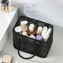 1 PC Washbasin Basket, Classic Black, With Handle, Mesh Design To Prevent Water Retention, A Helpful Tool For Storing Towels. - Mô hình màu đen trong suốt - Xem 7