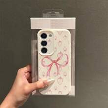 1pc TPU Material Cute Strawberry Bow Design Shockproof Full Coverage Soft Phone Case Compatible With Samsung A05s, A12, A13, A14, A14 4G, A15, A21s, A23, A25, A32, A32 5G, A34, A35, A50s, A51, A52, A53, A54, A55, A71, A72, A73, S10, S20 FE, S20 Ultra, S21 Ultra, S22, S22 Plus, S23, S24, Redmi 10C, 12C, Note 10, 11, 12, 13, Pro Plus, Note 8, 9 Pro - White - View 2