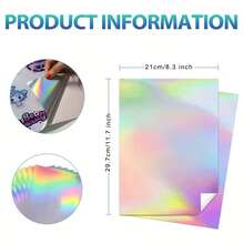 420 Sheets Holographic Printable Sticker Paper, Compatible With Inkjet And Laser Printers, Glossy Vinyl Sticker Paper, Quick Dry - 8.3X11.7 Inches, Rainbow Color - 10ps - View 2