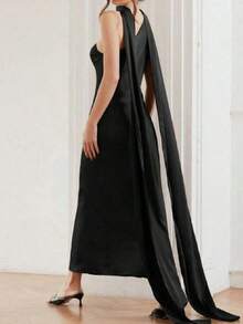 1pc White Women's Chiffon Long Trailing Bohemian Solid Color Casual,Elegant For Party,For Wedding Fall Clothes For Women - Chiffon Ribbon - View 3