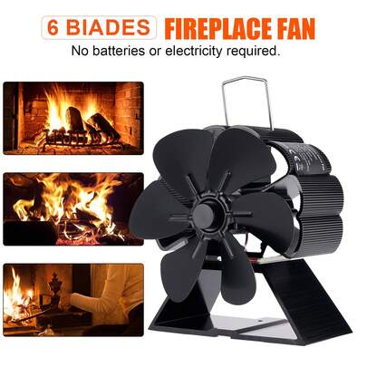 Mini Furnace Fan 6 Blade Heat Transfer  Quiet Fireplace Fan Heat Distribution
