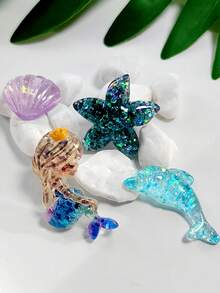 زينة حذاء شكل نجمة البحر والحورية، زهرة حذاء من الراتنج وإكسسوارات مشبك الحذاء للصنادل DIY، إكسسوارات الأحذية، مناسبة للارتداء في البرامج اليومية والسفر - متعدد الألوان - مشاهدة 4