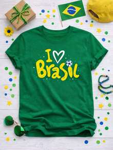 Women's T-Shirt/Blouse World Cup Brazil I LOVE BRAZIL Brazilian National Team 100% Cotton Unisex Soccer Printed - trắng - Xem 2