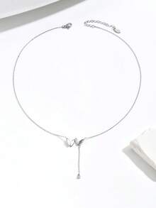 1件时尚蝴蝶锆石吊坠项链，精致流苏设计锁骨链饰品，适合女士宴会、派对、节日和日常佩戴 - 項鍊 - 查看 10