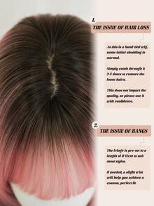 NAMM 20英寸时尚齐肩假发，女士款，深根粉色渐变黑色直发假发，蓬松饱满的机器高密度合成纤维分层假发，适合女孩日常、街头穿搭、音乐节派对摄影等场合，也适合万圣节角色扮演、动漫或服装造型。 - 漸層粉紅色 - 查看 8