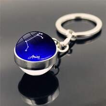 1pc New 12 Zodiac Keychain, Starry Sky Luminous Keychain, Time Stone Glass Ball Keychain, Pendant Keychain Gift - Multicolor New-4 - View 9