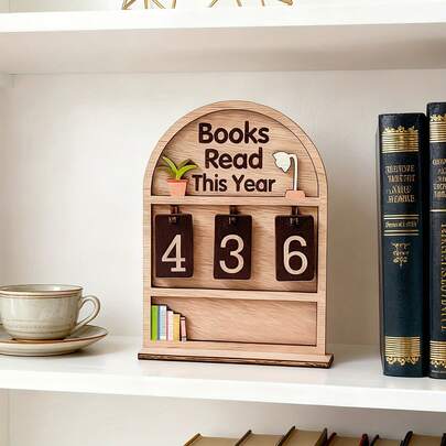 1 Set Annual Reading Tracker Decor - This Year's Reading Tracker Can Record Up To 999 Books, Customizable Text And Base, Suitable For Office Books, Modern Books, Sturdy Structure, Bookshelf Decor, Book Lover Gift, Book Display And Storage, Bookshelf Counter Display