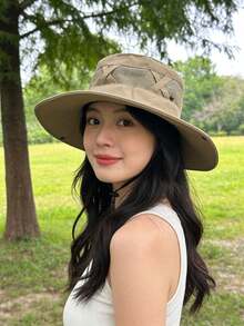 1顶夏季户外渔夫帽，透气徒步帽，时尚简约遮阳帽，骑行钓鱼帽，男士户外运动透气遮阳帽，女士日常通勤防风遮阳帽，多种颜色可选，简约运动风渔夫帽 - 彩色 - 查看 2