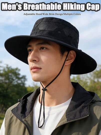1pc Summer Outdoor Bucket Hat Breathable Hiking Hat Fashionable And Simple Sun Hat Cycling Fishing Hat, Men's Outdoor Sports Breathable Sun Hat, Women's Daily Commuting Windproof Sun Hat, Multiple Colors To Choose From, A Simple Sports Style Bucket Hat