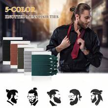 6Pcs/Set Flat Knotted Men Hair Ties Hair Accessories Solid Elastic Hair Bands No Damage Man Bun Hair Tie - Multicolor - View 7