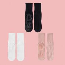 3 Pairs Women's Pilates Yoga Non-Slip Socks, Ladies Pilates Yoga Dance Gym Ankle Socks - Multicolor - View 9