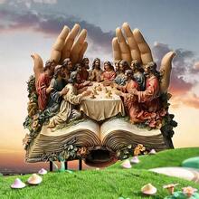 《最后的晚餐》亚克力花园摆件 - 优雅的庭院艺术品，配有木质底座，是户外草坪和花园装饰的完美之选，增添宗教魅力，是理想的礼物之选，木质，庄严，花园装饰 - C - 查看 6