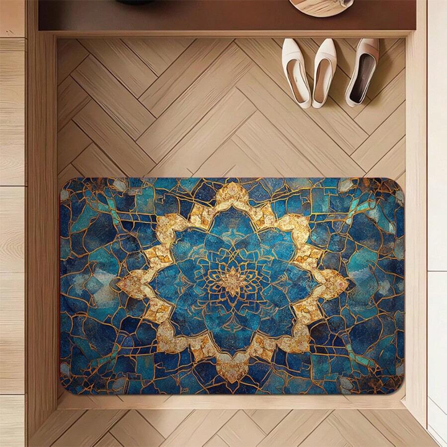 Thảm trải sàn sang trọng họa tiết Mandala xanh dương và vàng, thảm trang trí hiệu ứng kính vẽ tinh tế, thảm chào đón phong cách Bohemian cho ngôi nhà, chất liệu nhung mềm mại, thảm chùi chân, thảm nhỏ, thảm chào đón, thảm trải sàn, thảm chùi chân ngoài trời, thảm nhà bếp, trang trí nhà cửa, thảm cửa trước, thảm trải sàn nhỏ, thảm ngoài trời, trang trí nhà cửa, thảm trải sàn, thảm sân vườn, thảm có thể giặt được. - Nhiều màu - Xem 1