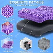 Gel Seat Cushion For Long Sitting, Enlarged & Thickened Patent Design Office Chair Seat Cushion, Breathable Cooling Pads For Chairs, Soft Car Cushions For Wheelchair(Large, Grey) - 灰色 - 查看 5