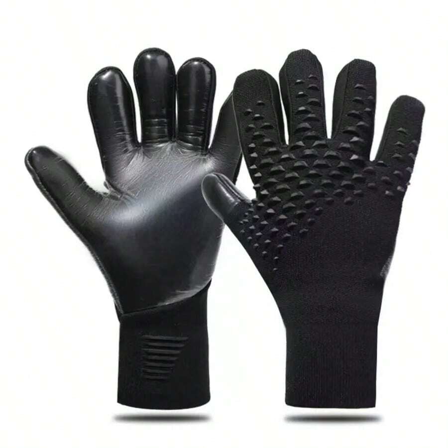 1 Pair Football Goalkeeper Gloves, Finger Protection, Anti-Slip, Breathable, Training, Soft And Wear-Resistant Football Gloves - Black - View 1