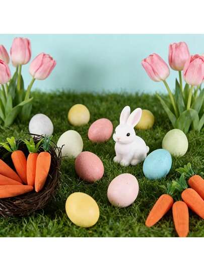 12pcs Artificial Foam Orange Carrots, Easter Decorations, Mini Carrot Props, Holiday Scene Decor, Interactive Photo Props, Home Desktop Ornaments, Basket Fillers And Seasonal Decorations