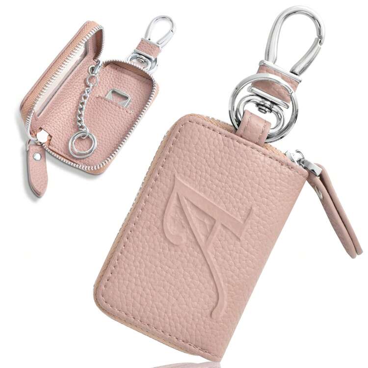 Fashionable Multi-Functional Smart Key Pouch, Unisex, Letter Embossed Design, Transparent Window, Zipper Closure, Compatible With Smart Keys, With Carabiner, Cute Style, Suitable For Commuting And School Use - Pink - View 14
