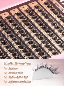 MAANGE 120pcs Cluster Lashes 8-16mm Wispy Individual Lashes Natural Look Lashes Fluffy Cluster Lash DIY Eyelash Extension Made From Premium Synthetic,Individual False Eyelashes, Eyelash Clusters, Individual False Eyelashes, False Eyelashes - Black - View 8