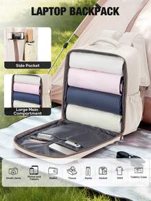 Túi xách tay/balo du lịch kích thước 40x25x20cm, vừa laptop 14 inch, balo đi làm nhẹ, túi đựng máy tính thời trang, hành lý công tác ngắn ngày, màu trơn unisex, balo du lịch/kéo/ba lô máy bay được chấp thuận, balo đựng laptop, quà tặng cho nam và nữ. - Màu be - Xem 5