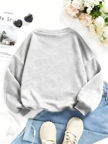 1pc Disney Mickey Mouse Retro Pop Art 4-Panel Graphic Tween Boys & Girls Vintage Sweatshirt, Comfortable & Breathable, Lightweight & Easy Care For Campus Outfits And Outdoor Trips - Xám - Xem 2