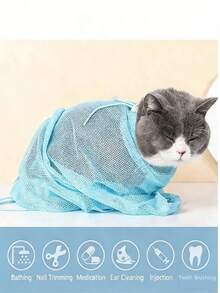 这是一套猫咪指甲修剪套装，包含宠物指甲钳、指甲磨刀器和猫咪清洗袋。指甲钳猫狗均适用。 - 彩色 - 查看 2