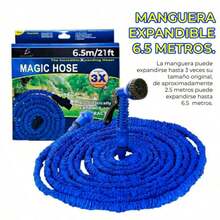 Manguera Flexible Expandible 6.5 Metros Con Pistola Ligera Cómodo-7 MODOS DE ASPERSIÓN-Envío local - Azul - Ver 7