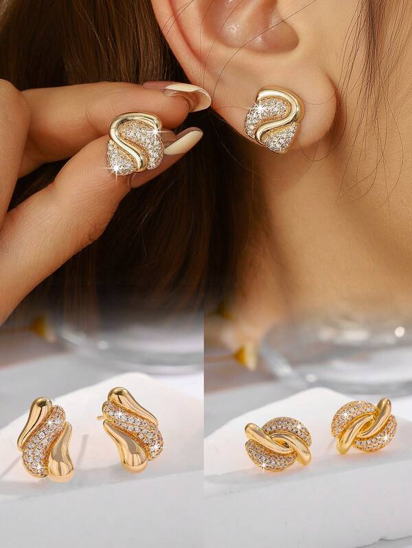 1 Pair Minimalist Elegant Geometric Water Drop Shaped Stud Earrings, Ideal Daily Wear For Women And Girls