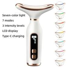 GANLAIX 1 pièce Appareil de beauté à lumière rouge et bleue, masseur facial portable pour le visage & le cou, outil de beauté rechargeable USB 500mAh avec chaleur & vibration, contrôle facile, cadeau de Noël et du Nouvel An - Multicolore - Voir 9