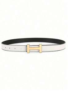 1.4 Cm Wide New Women's Belt With Korean Simple Design And Gold "H" Shaped Cross Buckle - Multicolor - View 8
